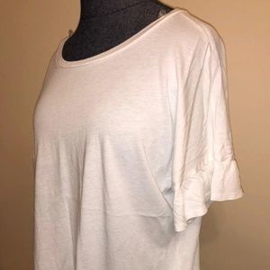 White Ruffle Sleeve Tee